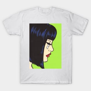 Black Bangs Crying Comic Girl T-Shirt